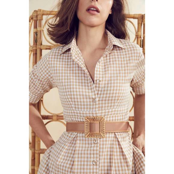 NEW PAMELA MUNSON rattan buckle belt in natural - Picture 2 of 2